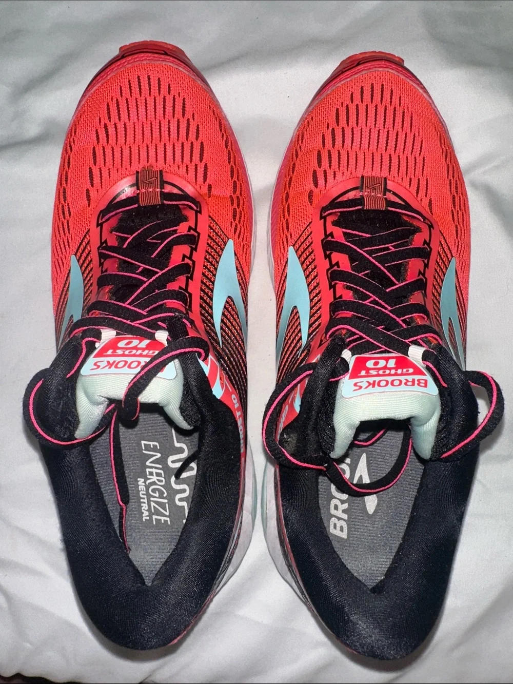 Brooks Ghost 10 Women’s Running Shoes Size 7.5 Pink Coral Blue
